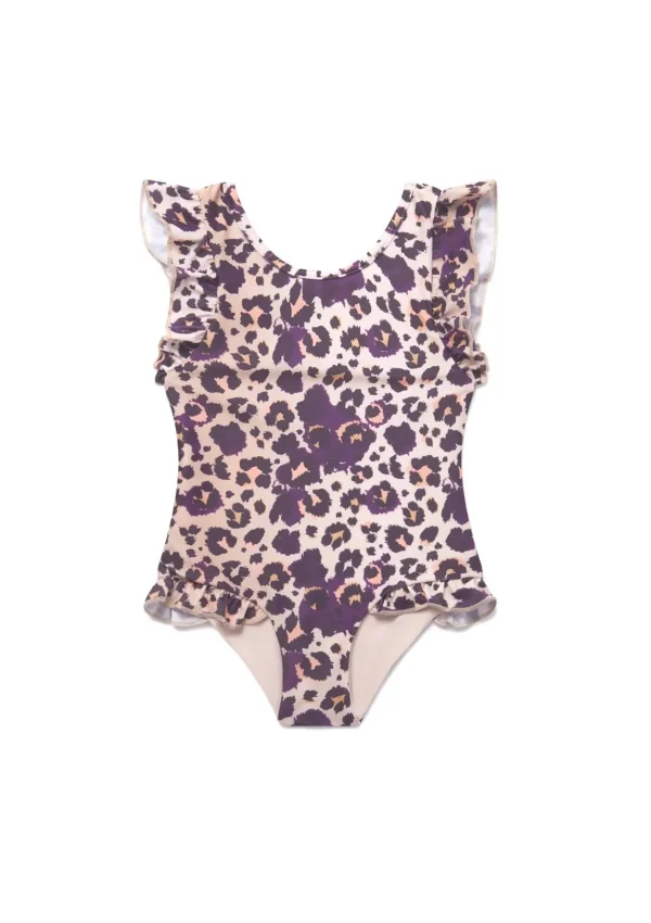 Online Cheetah Ruffle Swimsuit Girls Swimwear