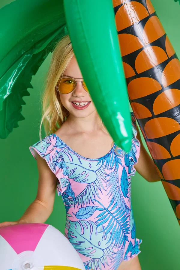 Cheap Palmtopia Ruffle Swimsuit Girls Swimwear
