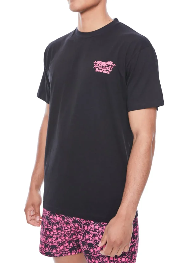 Hot Skulls Black & Pink T-Shirt Clothing