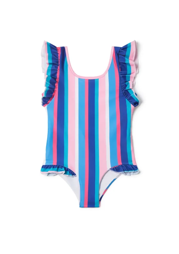 Best Sale Sundown Stripe Ruffle Swimsuit Girls Swimwear