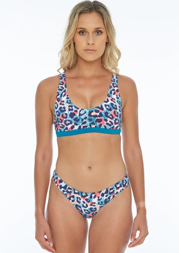 Best Tropical Cheetah Reversible Crop Top Bikinis