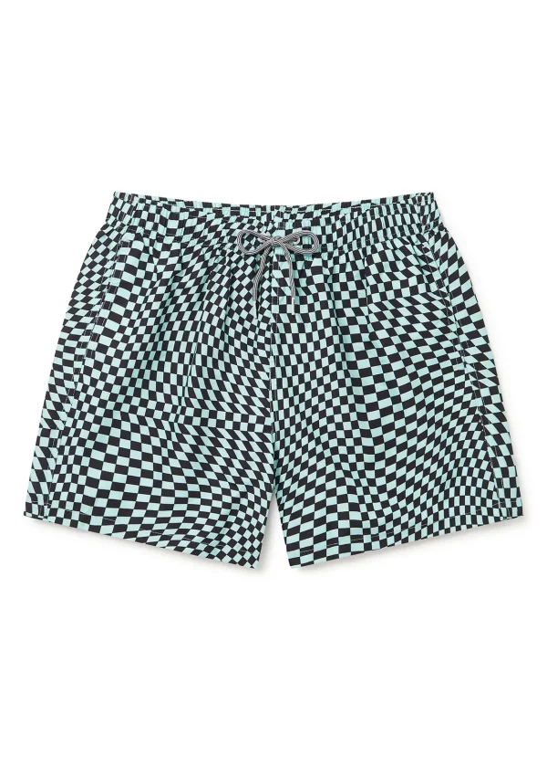 Fashion Warped Check Teal Swimwear
