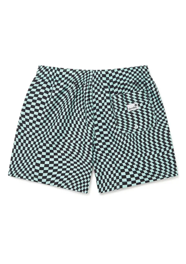 Fashion Warped Check Teal Swimwear